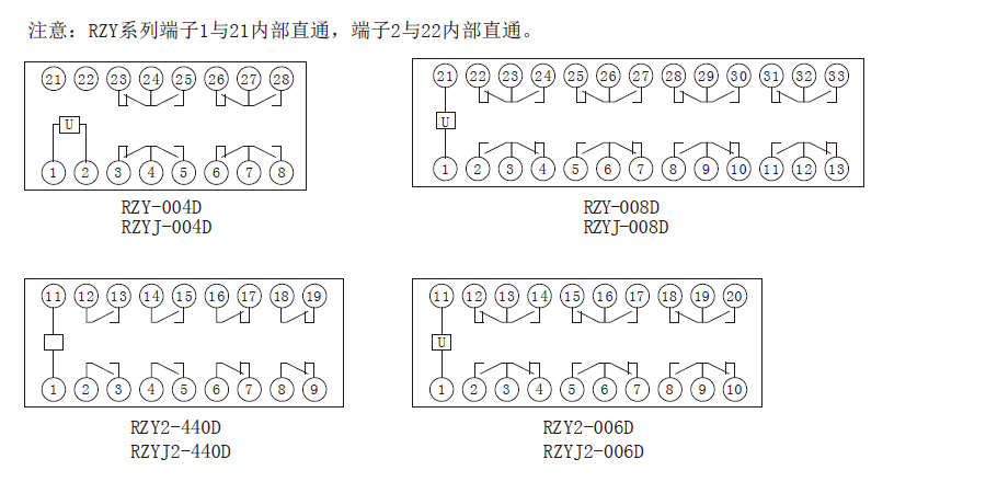 RZY-D系列中間間要细学日语内部接線圖