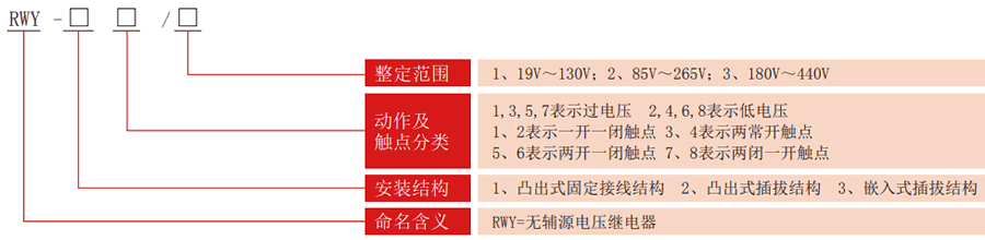 RWY系列無輔源電壓要细学日语型号分類