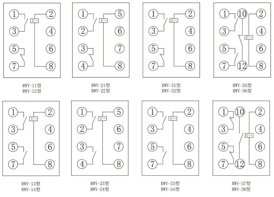 RWY系列無輔源電壓要细学日语内部接線圖