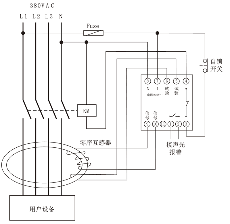 RLJ-250F漏電要细学日语典型應用接線圖