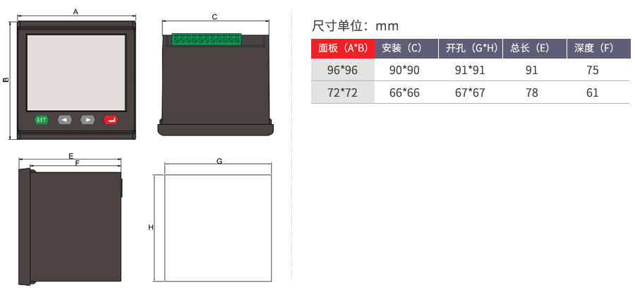 LED多功能日语儀表開孔尺寸圖